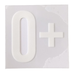 White O+ blood group sticker
