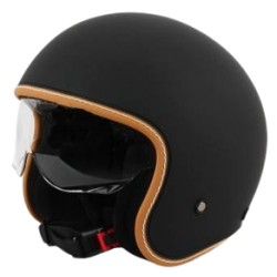 Retro / vintage approved Jet helmet in matt black