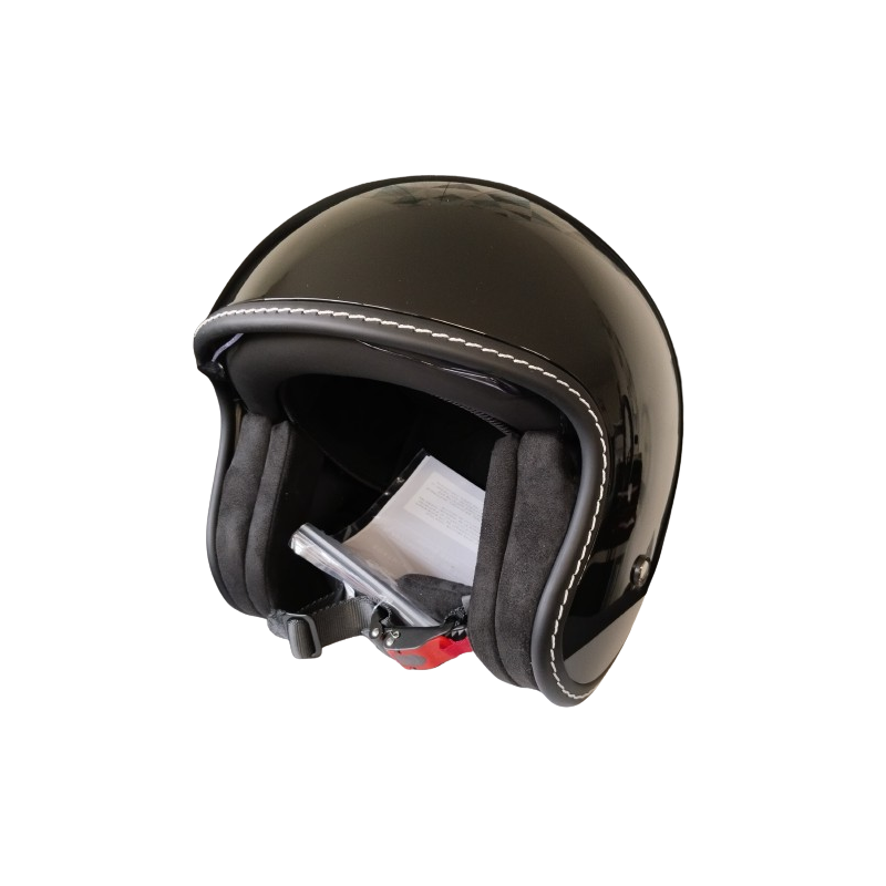 Jet Helmet Gloss Black Retro / Vintage Approved