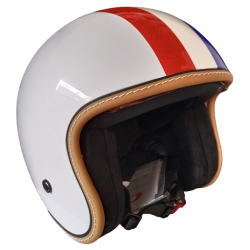 Jet France Tricolour Glossy Retro / Vintage Approved Helmet - Chebco