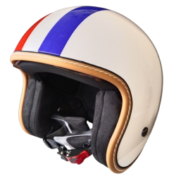 Jet France Tricolour Glossy Retro / Vintage Approved Helmet