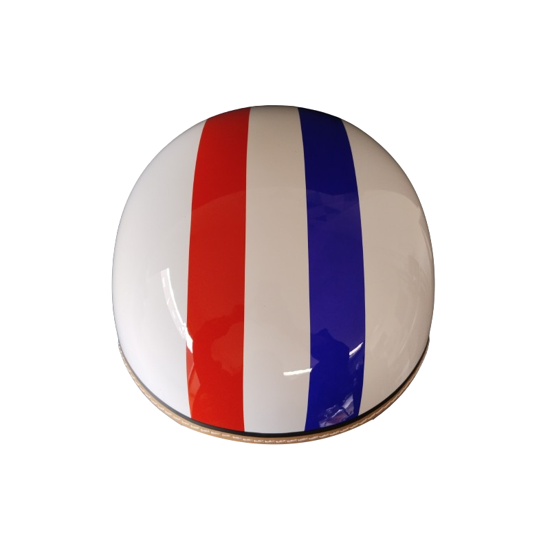 Tri Color Jet Casco Jet France Tricolor Glossy Retro / Vintage Approved - Chebco
